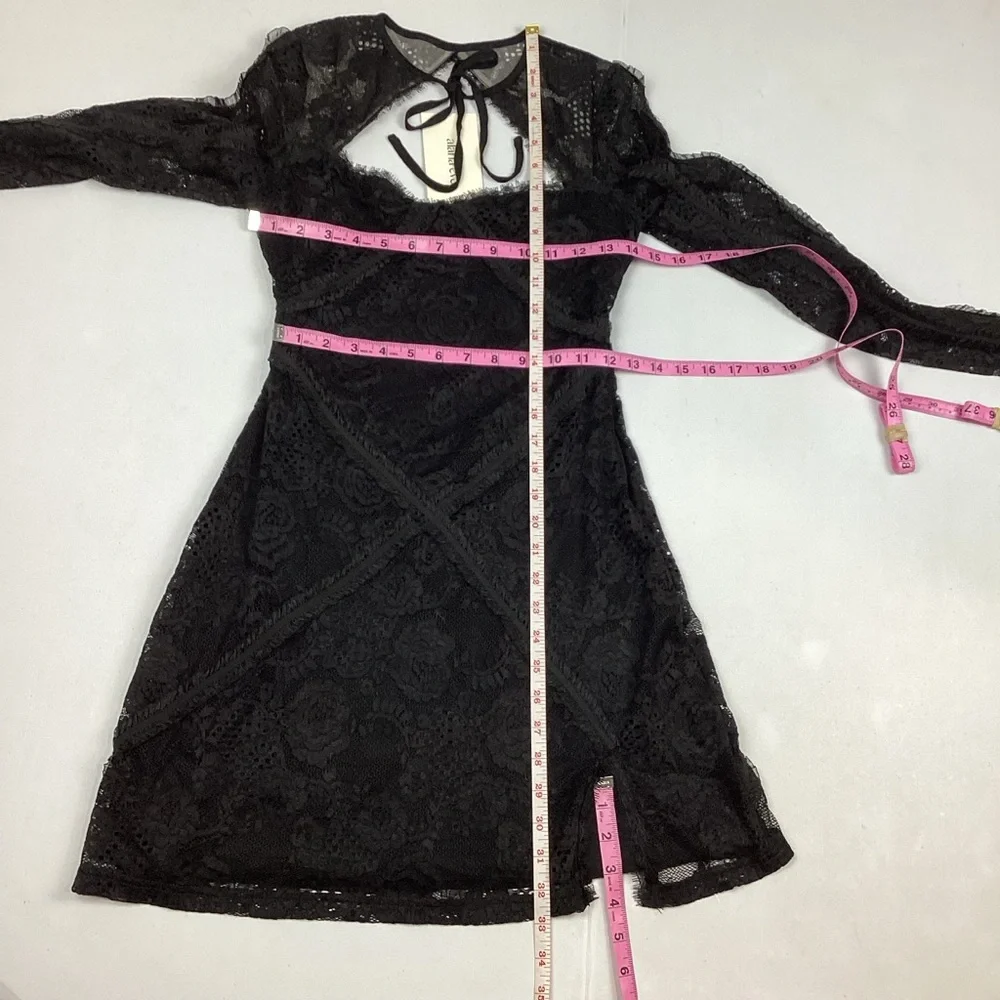 Alana Eve Long Sleeve Black Lace Bodycon Mini Dress NEW! Retail $199
